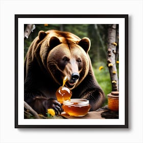 Bear With Honey Art Print