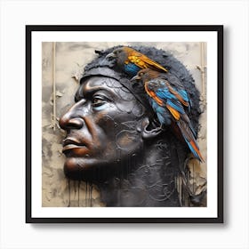 Man With Birds On His Head 1 Art Print