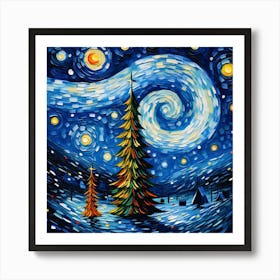 The Starry Night Christmas Version Art Print