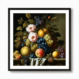 Fruit & Flowers Baroque Style 03 Art Print