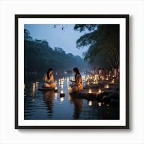 A Spiritual Light Festival Imbued With The Essence Of Faith Glow Of Sacred Lanterns Adorning An Anc (3) 1 Art Print