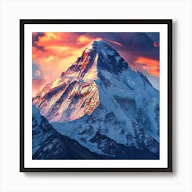 Watercolor Mt Everest Studio Photography Complex Details High Detail Art Print