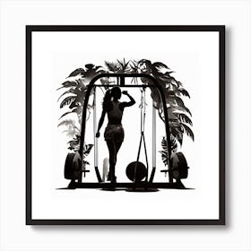 Silhouette Of A Woman At The Gym 3 Art Print