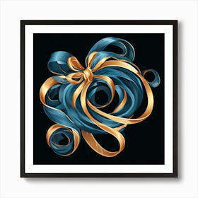 Blue And Gold Ribbon Art Print