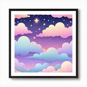 Sky With Twinkling Stars In Pastel Colors Square Composition 209 Art Print