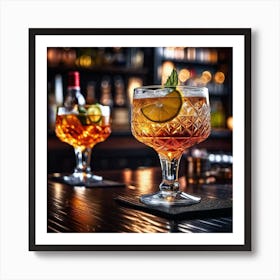 Two Cocktails On A Bar Art Print