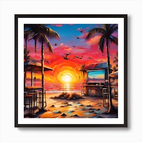 Sunset Views From The Beach Bar Oasis Art Print