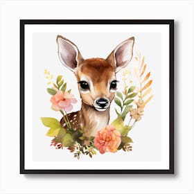 Fawn In Flowers Art Print