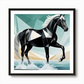 Black And White Horse Art Print