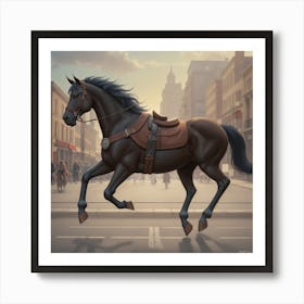 Horse In City Art Print