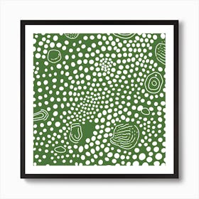 Yayoi Kusama Inspired Art Moss Green Dot Art Print Art Print