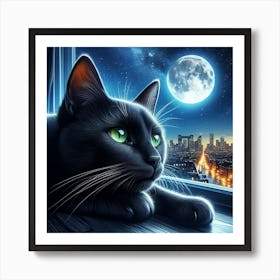 Black Cat In The Window 2 Art Print