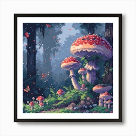 Mushrooms In The Forest 1 Poster