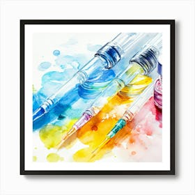 Watercolor Paint Syringes Art Print