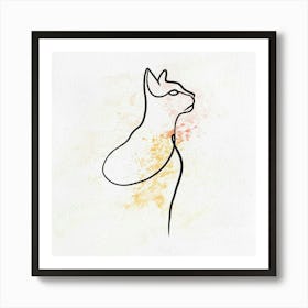 Cat Line Drawing Art Print