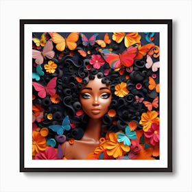 Black Girl With Butterflies 1 Art Print