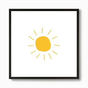 Cute hand drawn sun printable art, hand drawn sun print for Kids room, Sun poster, Kids playroom poster, Nursery sun wall art Downloadable file 3 Art Print