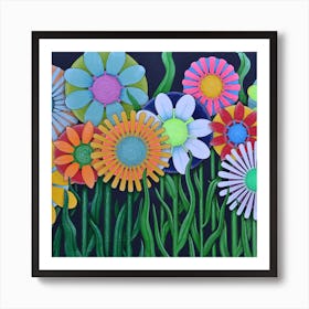 Flowers On The Wall Art Print