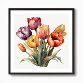 Watercolor Tulips 2 Art Print