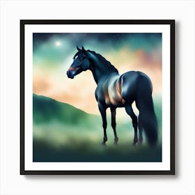 Horse In The Night Sky Art Print