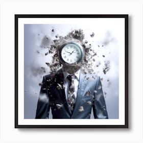 Businessman With A Clock On His Head 1 Art Print