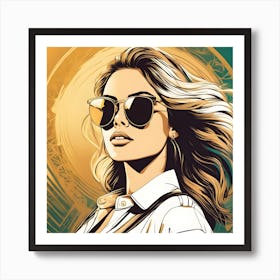 Woman Wearing Sunglasses 1 Art Print