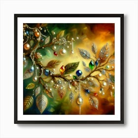 Tree Branch With Pearls Art Print
