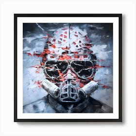 The meltdown. Man in a gas mask. Art Print