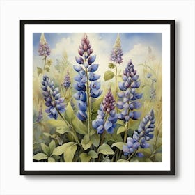 Lupins art print Art Print