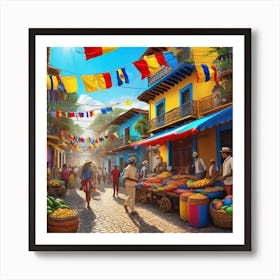 Street Market In Colombia Art Print