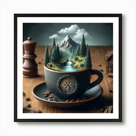 Mountain In A Coffee Cup Art Print