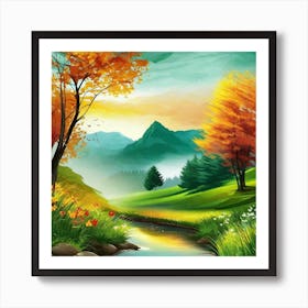 Autumn Landscape Painting 8 Art Print