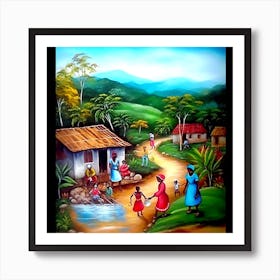 African Village Painting Art Print