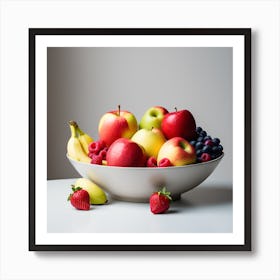 Fruit Bowl On White Background Art Print