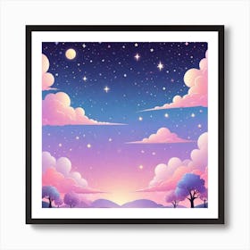 Sky With Twinkling Stars In Pastel Colors Square Composition 223 Art Print