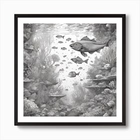 Fishes In The Sea By Person Art Print