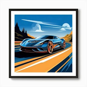 Vector Automobile Vehicle Transport Speed Drive Road Motion Fast Engine Wheel Design Sty (2) Art Print