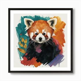 Red Panda abstract art with multi colors Art Print