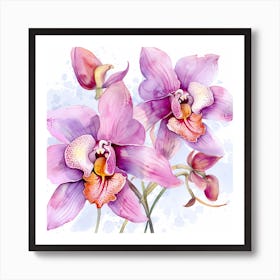 Watercolor Orchids 1 Art Print