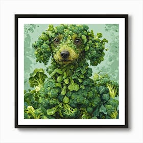 Dog With Broccoli Art Print