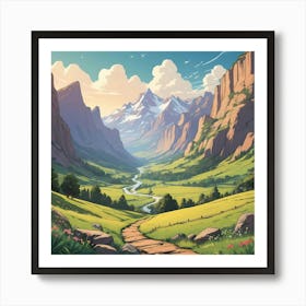 Serene Mountain Valley Art Print