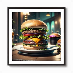 Burger On A Plate 86 Art Print