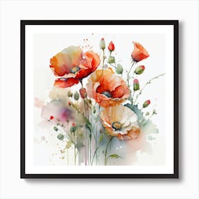 Poppies Watercolor Art Print