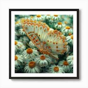 Butterfly On Daisies 2 Art Print