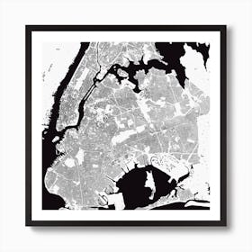 New York Stadtplan Poster in Weiß für Wohnzimmer