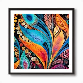 Colorful Peacock Feathers 2 Art Print