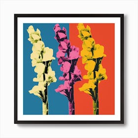 Andy Warhol Style Pop Art Flowers Snapdragon 4 Square Art Print