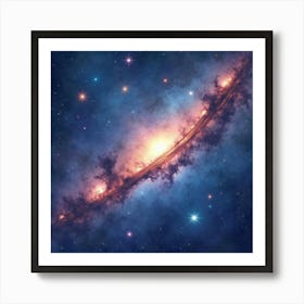 Galactic Watercolor Scene With Radiant Star Clusters 1 Art Print