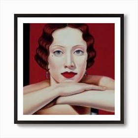 Woman With Red Lipstick Art Print