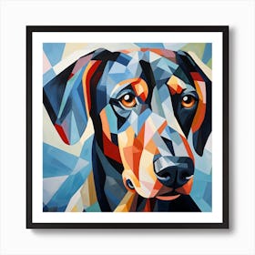 Fragmented Loyalty: A Cubist Canine Interpretation Art Print